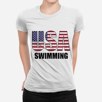 Usa Swimming American Flag Team Sport Support T Shirt Women T-shirt | Crazezy AU