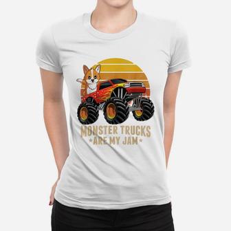 Vintage Monster Truck Corgi Dog Retro Sunset Boys Kids Gift Women T-shirt | Crazezy