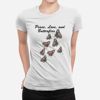 Virginia Wright Peace, Love, And Butterflies Women T-shirt | Crazezy UK