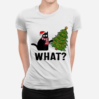 What Christmas Tree Funny Black Cat Women T-shirt | Crazezy