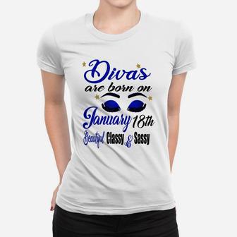 Womens Birthday Divas Are Born On January 18Th Capricorn Girl Women T-shirt | Crazezy