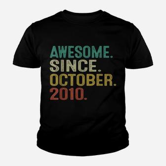 11 Years Old Awesome Since October 2010 11Th Birthday Gift Youth T-shirt | Crazezy