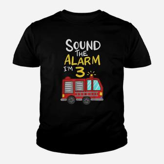 3Rd Birthday Firefighter Fire Truck Party Youth T-shirt | Crazezy CA
