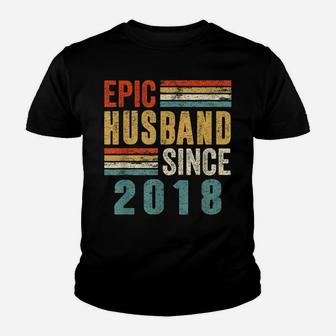 3Rd Wedding Anniversary 3 Years Epic Husband Since 2018 Youth T-shirt | Crazezy