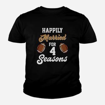4th Anniversary For Football Lover Husband Wife Gift Youth T-shirt | Crazezy UK
