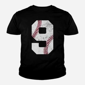 9th Birthday Baseball Boys Nine Number 9 Ninth Gif Youth T-shirt | Crazezy UK