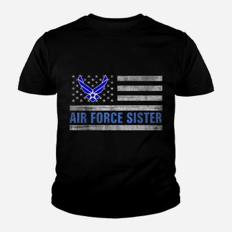 Air Force Sister With American Flag Gift For Veteran Day Youth T-shirt | Crazezy