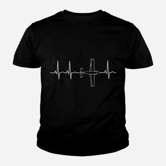 Airplane Pilot Shirt Pilot Heartbeat Flying Gift Tee Youth T-shirt | Crazezy UK