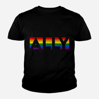 Ally Lgbtq Rainbow Pride Flag Lesbian Gay Vintage Youth T-shirt | Crazezy