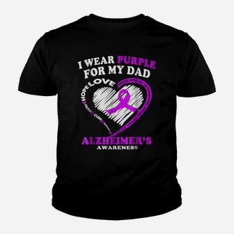Alzheimers Awareness Shirt - I Wear Purple For My Dad Youth T-shirt | Crazezy