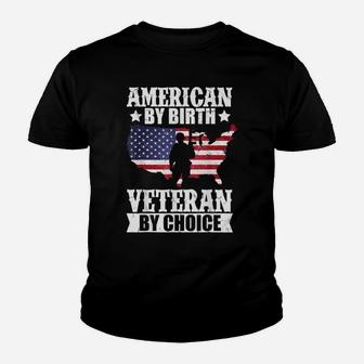 American By Birth Veteran By Choice Us Flag Veterans Day Youth T-shirt | Crazezy AU