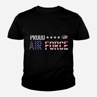 American Flag Proud Air Force Mom Sweatshirt Youth T-shirt | Crazezy