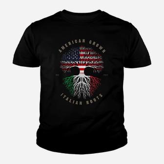 American Grown Italian Roots Italy Flag Youth T-shirt | Crazezy