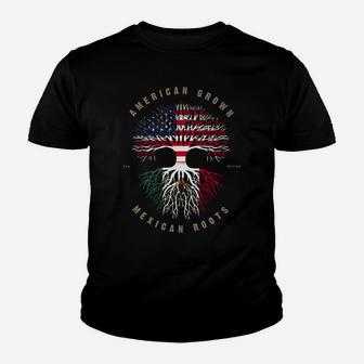 American Grown Mexican Roots Mexico Flag Sweatshirt Youth T-shirt | Crazezy