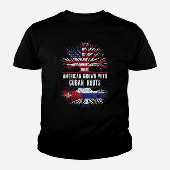 American Grown With Cuban Roots Usa Flag Cuba Youth T-shirt | Crazezy