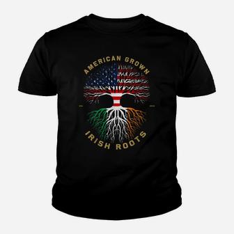 American Grown With Irish Roots Tree Usa Flag Unique Gifts Youth T-shirt | Crazezy
