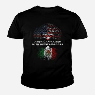 American Raised With Mexican Roots Usa Flag Youth T-shirt | Crazezy DE