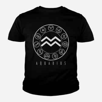 Aquarius Zodiac Sign Horoscope Symbol Astrological Signs Youth T-shirt | Crazezy DE
