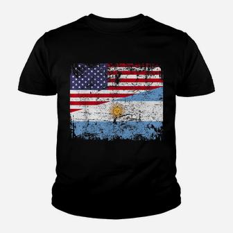 Argentinian Roots | Half American Flag | Usa Argentina Flag Youth T-shirt | Crazezy