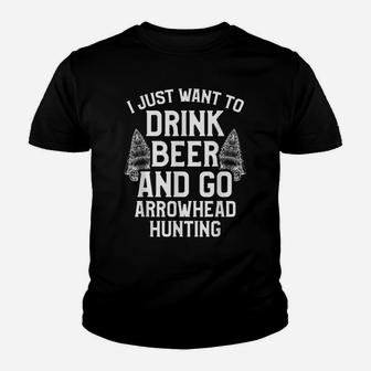 Arrowhead Hunting Collector Drink Beer Artifacts Hunter Youth T-shirt | Crazezy