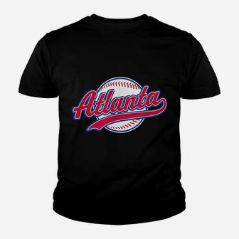 Atlanta Tee Vintage Baseball Throwback Retro Design Youth T-shirt | Crazezy CA