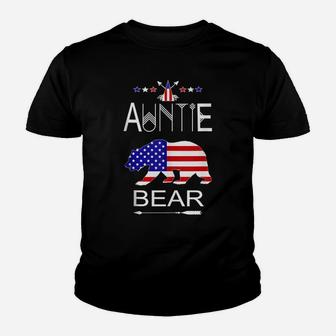 Auntie Bear Patriotic 4Th Of July Matching Family Gift Youth T-shirt | Crazezy DE