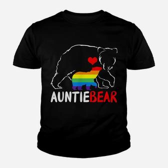 Auntie Bear Proud Aunt Rainbow Flag Lgbt Pride Mother's Day Youth T-shirt | Crazezy