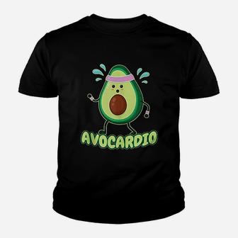 Avocardio Avo-cardio Exercising Fitness Gym Runner Avocado Youth T-shirt | Crazezy