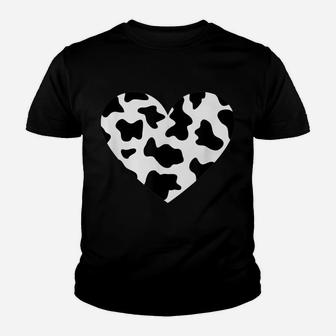 Awesome Cow Print Black & White Print Heart Youth T-shirt | Crazezy DE