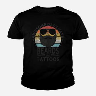 Awesome Dads Have Beards And Tattoos | Funny Bearded Dad Youth T-shirt | Crazezy