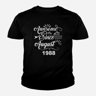 Awesome Since August 1988 T-Shirt - 30Th Birthday Gifts Youth T-shirt | Crazezy
