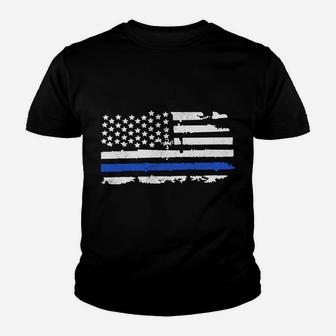 Back The Blue American Flag Police Support Thin Blue Line Sweatshirt Youth T-shirt | Crazezy