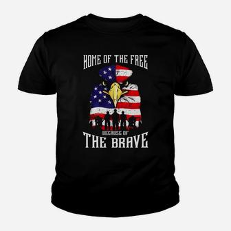 Bald Eagle American Flag Military Veterans Patriotic Brave Sweatshirt Youth T-shirt | Crazezy