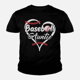 Baseball Aunt Heart Proud Baseball Auntie Youth T-shirt | Crazezy