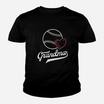 Baseball Grandma For Women Heart Grandson School Youth T-shirt | Crazezy