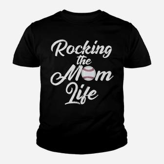 Baseball Mama Rocking The Baseball Mom Life Gift Tee Youth T-shirt | Crazezy