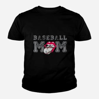 Baseball Mom Happy Big Smile Tongue Team Fan Homerun Player Youth T-shirt | Crazezy CA