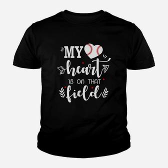 Baseball Mom My Heart Is On That Field Funny Youth T-shirt | Crazezy UK