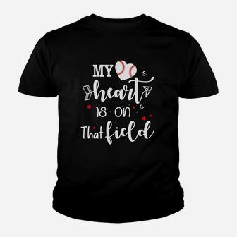 Baseball Mom My Heart Is On That Field Youth T-shirt | Crazezy DE
