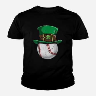 Baseball St Patricks Day Boys Men Ball Leprechaun Catcher Youth T-shirt | Crazezy