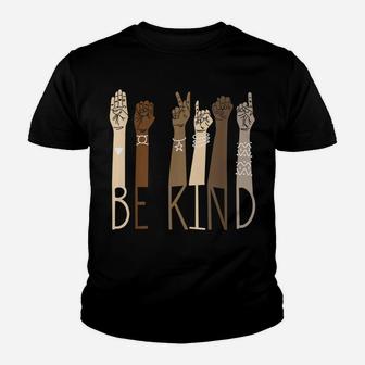 Be Kind Sign Language Hand Talking Teachers Interpreter ASL Youth T-shirt | Crazezy