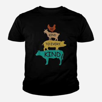 Be Kind To Every Kind Shirt Retro Vintage Vegetarian Vegan Youth T-shirt | Crazezy