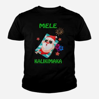 Beach Funny Santa Mele Kalikimaka Hawaiian Christmas Hawaii Youth T-shirt | Crazezy