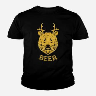 Bear Deer Beer Funny Drinking Hunting Camping Dad Uncle Gift Youth T-shirt | Crazezy DE