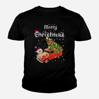 Bearded Dragon Ride Red Truck Christmas Pajama Youth T-shirt | Crazezy