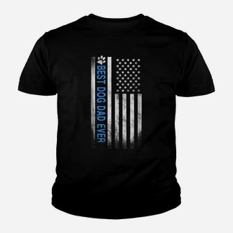 Best Dog Dad Ever American Flag Gift For Best Father Youth T-shirt | Crazezy