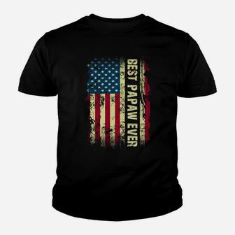 Best Papaw Ever Vintage American Flag Gift Fathers Day Tee Sweatshirt Youth T-shirt | Crazezy DE