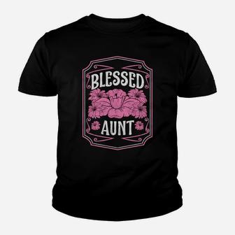 Blessed Aunt Cute Floral Women Mothers Day Gifts Youth T-shirt | Crazezy
