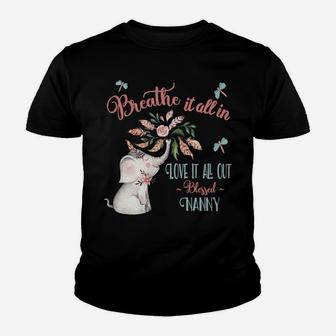 Blessed Nanny Whimsical Elephant Motivational Quotes Youth T-shirt | Crazezy