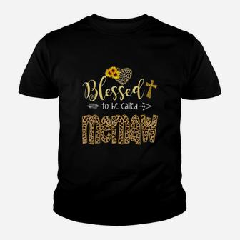 Blessed To Be Called Memaw Leopard Sunflowers Shirt, Youth T-shirt | Crazezy DE